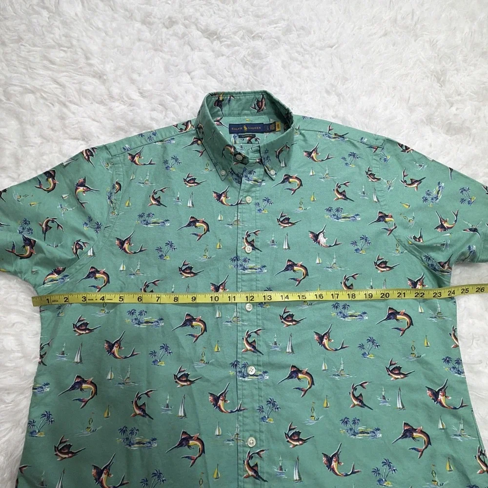 Polo Ralph Lauren Men's Large Shirt Sailing All Over Print Button Up Fish Island